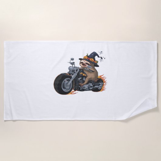 Serviette De Plage Éffrayant Sloth Motorcycle Ride Halloween Biker Fu (Devant)