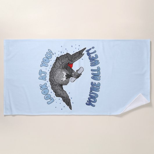 Serviette De Plage Einstein Parrot Vous êtes tous mouillés ! Serviett (Devant)