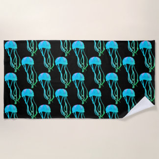 Serviette de plage Electric Blue and Green Jellyfi