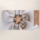 Serviette De Plage Élégance florale Moderne Abstraite Fractal Art Nom (Devant)