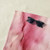 Serviette De Plage Élégant animal blanc rose fille (En situation)