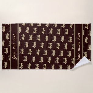 Serviette De Plage Élégant asiatique gladioli fleurs floral brun