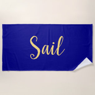 Serviette De Plage Élégant Bleu de la Marine royale fantaisie "voile"
