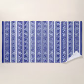 Serviette De Plage Elégant bleu et blanc (Devant)