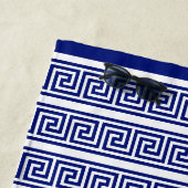 Serviette De Plage Élégant bleu marine et blanc (En situation)