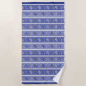 Serviette De Plage Élégant bleu marine et blanc (Devant)