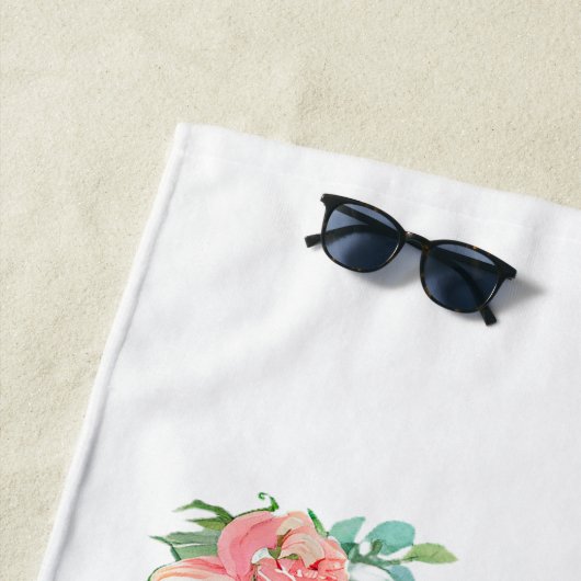 Serviette De Plage Élégant Boho Cheval Blanc Floral (En situation)