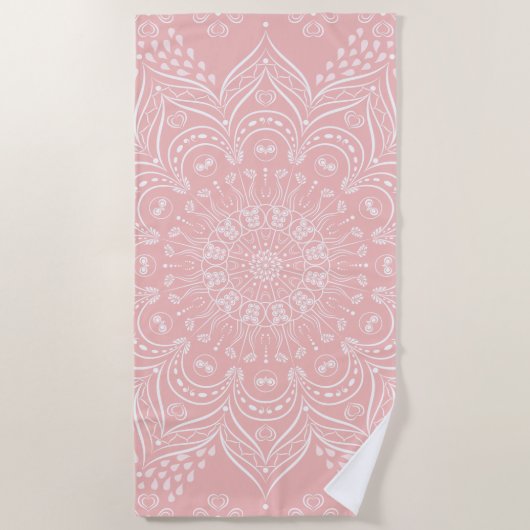 Serviette De Plage Elégant Boho Mandala Blush Pink (Devant)
