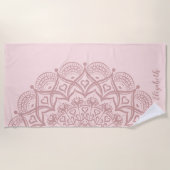 Serviette De Plage Elégant Boho Mandala Blush Rose Or (Devant)