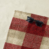 Serviette De Plage Elegant Burgundy Ivory Rust Red Plaid Pattern (En situation)
