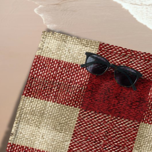Serviette De Plage Elegant Burgundy Ivory Rust Red Plaid Pattern
