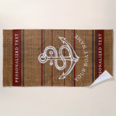 Serviette De Plage Élégant Burlap Ancre Nautique Nom de bateau Person (Devant)