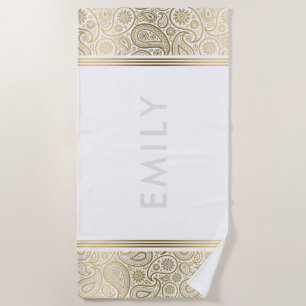 Serviette De Plage Elégant cachemire vintage or