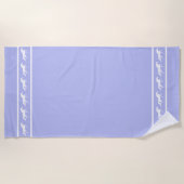 Serviette De Plage Elegant, Chic White Horses on Light Blue (Devant)