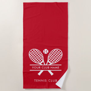 Serviette De Plage Elégant Club de sport Nom Tennis Red Team
