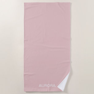 Serviette De Plage Élégant Dusty Blush Nom personnalisé -
