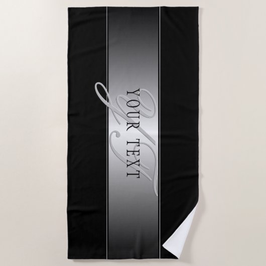 Serviette De Plage Élégant écriture de script de monogramme modifiabl (Devant)