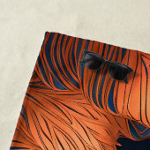 Serviette De Plage Elégant Gold Blue Foliage Nature Design (En situation)