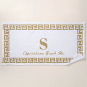 Serviette De Plage Elegant Gold Greek Key Monogram Personalized (Devant)