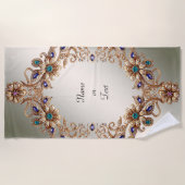 Serviette De Plage Elegant Gold Jewel Flowers Beach Towel (Devant)