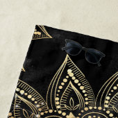 Serviette De Plage Elégant Gold Mandala Black Design (En situation)
