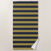 Serviette De Plage Elégant Gold & Navy Blue Vertical Stripes (Devant)