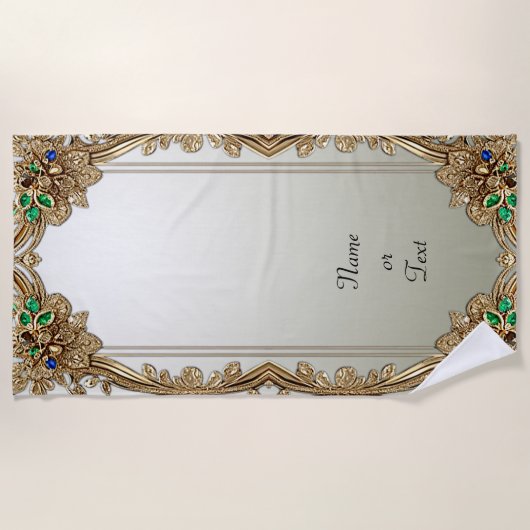 Serviette De Plage Elegant Gold Ornate Beach Towel (Devant)