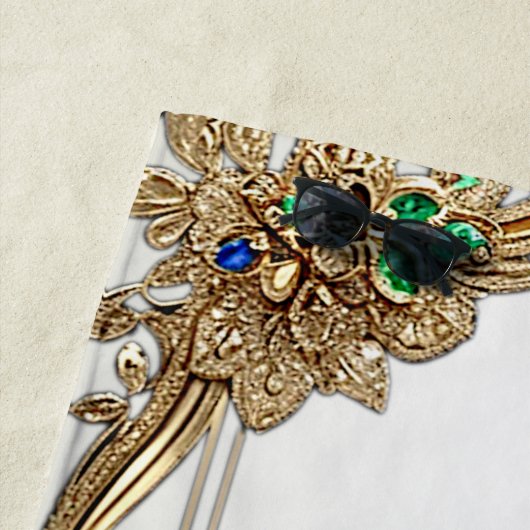 Serviette De Plage Elegant Gold Ornate Beach Towel (En situation)