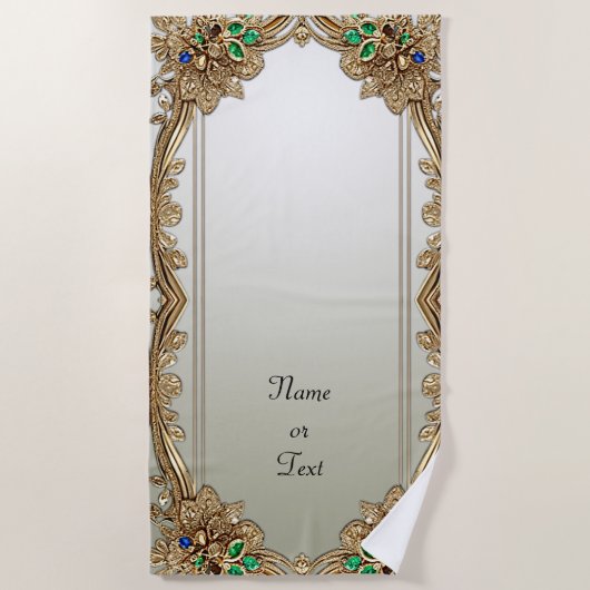 Serviette De Plage Elegant Gold Ornate Beach Towel (Devant)