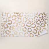 Serviette De Plage Elegant Gold White Leopard Cheetah Animal Print (Devant)