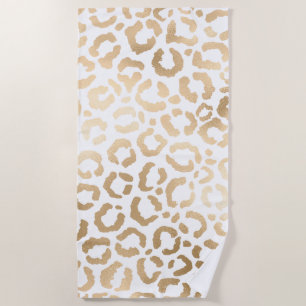 Serviette De Plage Elegant Gold White Leopard Cheetah Animal Print
