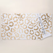 Serviette De Plage Elegant Gold White Leopard Cheetah Animal Print (Devant)