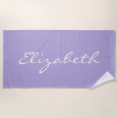 Serviette De Plage Élégant Lavande Personnalisée Script manuscrit (Devant)