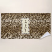 Serviette De Plage Élégant Leopard Motif classique Nom personnalisé (Devant)