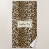 Serviette De Plage Élégant Leopard Motif classique Nom personnalisé (Devant)