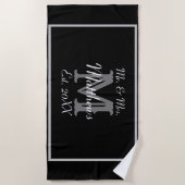 Serviette De Plage Élégant M. et Mme Monogram Black (Devant)