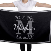 Serviette De Plage Élégant M. et Mme Monogram Black