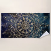 Serviette De Plage Elégant Mandala Gold Blue Galaxy (Devant)