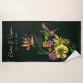 Serviette De Plage Élégant Mariage d'été tropical de colibri (Devant)