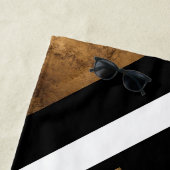 Serviette De Plage Élégant Métal Noir Et Blanc Géométrique Chic (En situation)