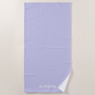 Serviette De Plage Élégant Misty Lilac Nom personnalisé -