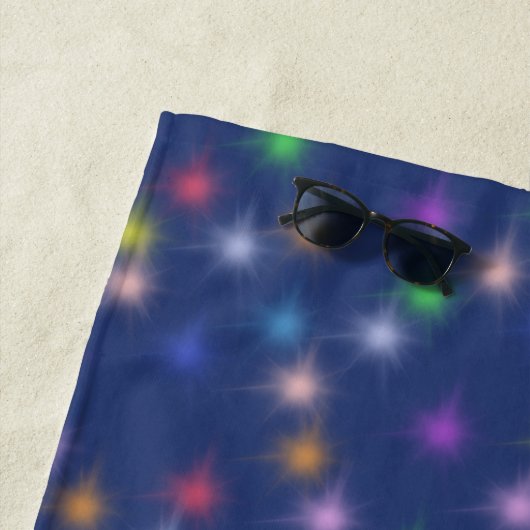 Serviette De Plage Elégant moderne Rainbow dégradé coloré Star (En situation)