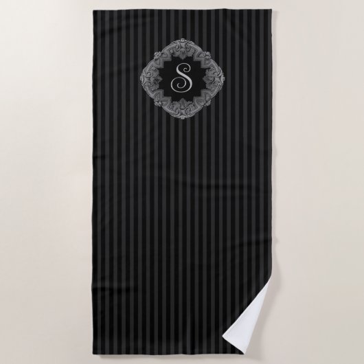 Serviette De Plage Élégant, Monogramme Initial (Devant)