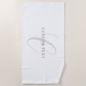 Serviette De Plage Élégant Monogramme moderne | Gris et blanc (modifi (Devant)