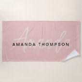 Serviette De Plage Élégant Monogramme Moderne Personnalisé Avec Nom (Devant)