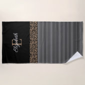 Serviette De Plage Élégant Monogramme noir (Devant)