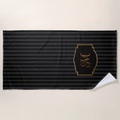 Serviette De Plage Élégant monogramme rayé raffiné (Devant)
