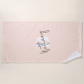 Serviette De Plage Élégant Monogramme rose pâle moderne (Devant)