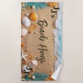Serviette De Plage Élégant Monogramme Simple Beach House Seashore (Devant)