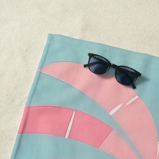 Serviette De Plage Élégant monogramme turquoise rose tropical minimal (En situation)